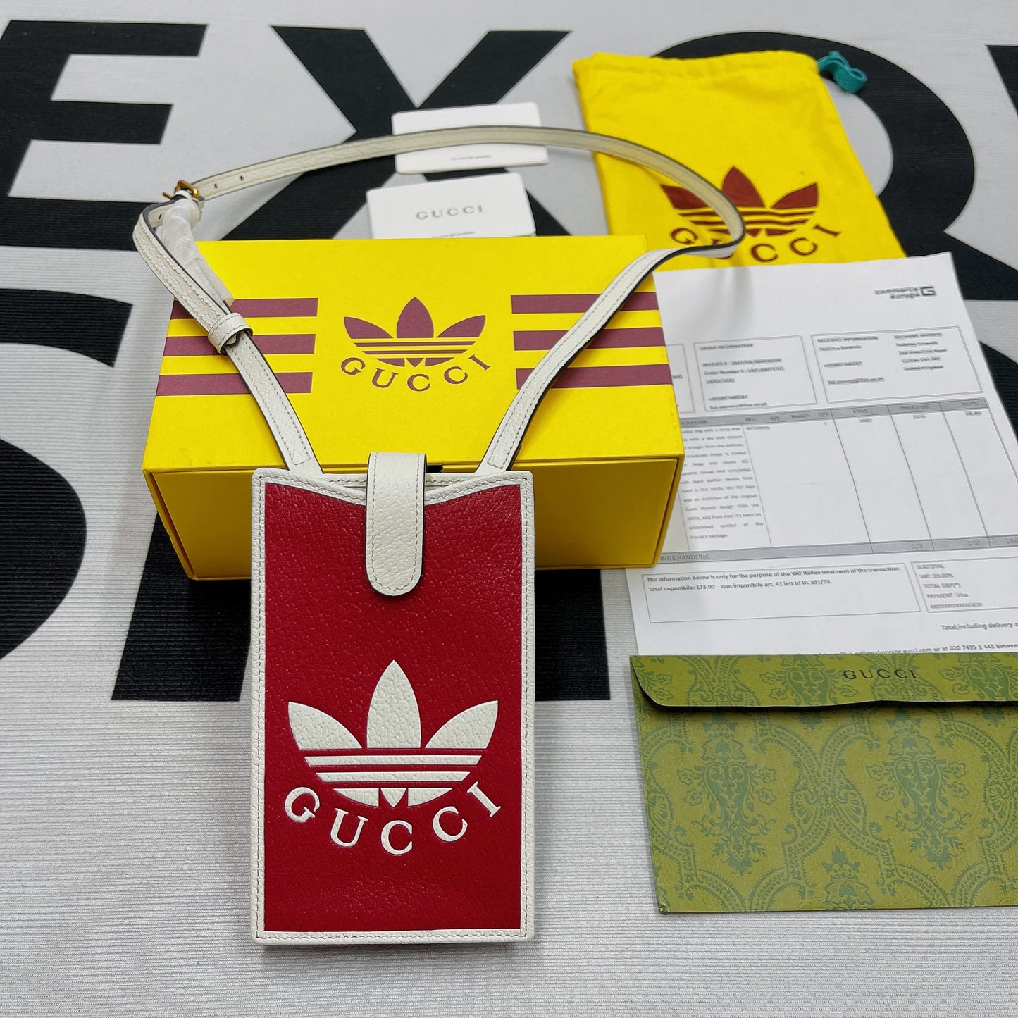gg x Adidas Phone Case Red For Women, Women’s Bags 7.3in/18cm gg‎ ‎702203 UZ3BT 6484