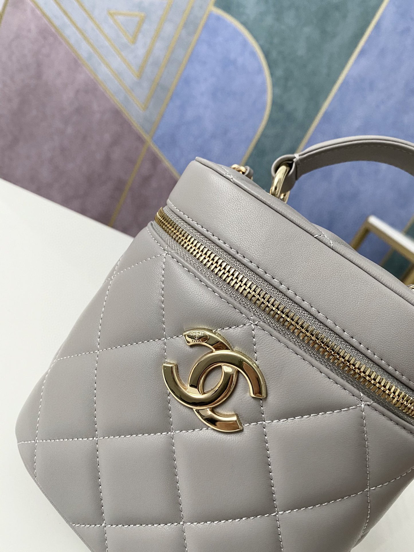 ChanelVanity Case Gold Hardware Grey For Women, Women’s Handbags, Shoulder Bags 9.4in/24cm 