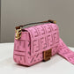 FI Baguette Pink with Embroidery Medium Bag For Woman 28cm/11in