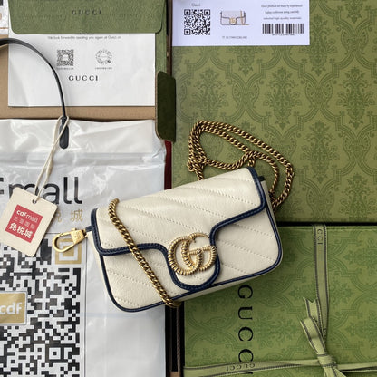 gg Marmont Super Mini Bag White For Women 6in/16cm gg