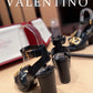 Valentino Garavani Strap Heeled Sandals With V Logo Signature Embellishment Black For Women