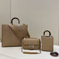 FI Baguette Chain Midi Beige FF Fabric Bag For Woman 14.5cm/6in 8BR793AHW5F1F2J
