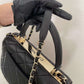 CHL Classic Flap Bag Gold Toned Hardware Black 9.8in/25cm