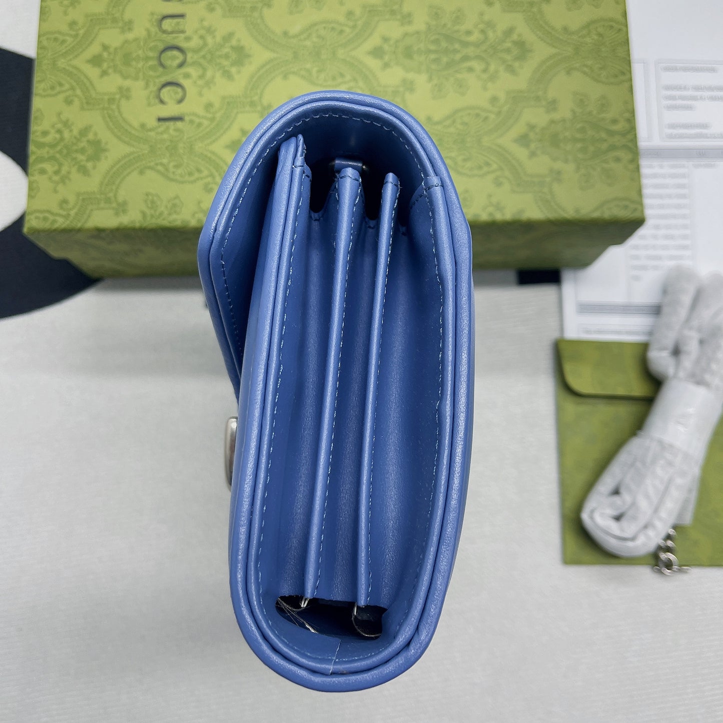 gg Marmont Super Mini Bag Blue For Women, Women’s Bags 6.2in/17cm gg 476433 DTD5F 4340
