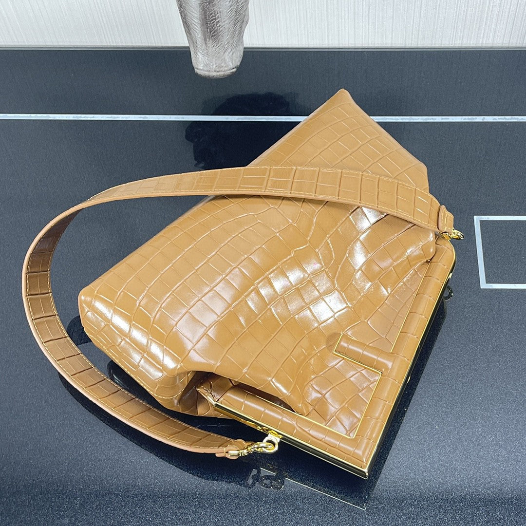 FI First Medium Brown Crocodile Bag For Woman 32.5cm/13in