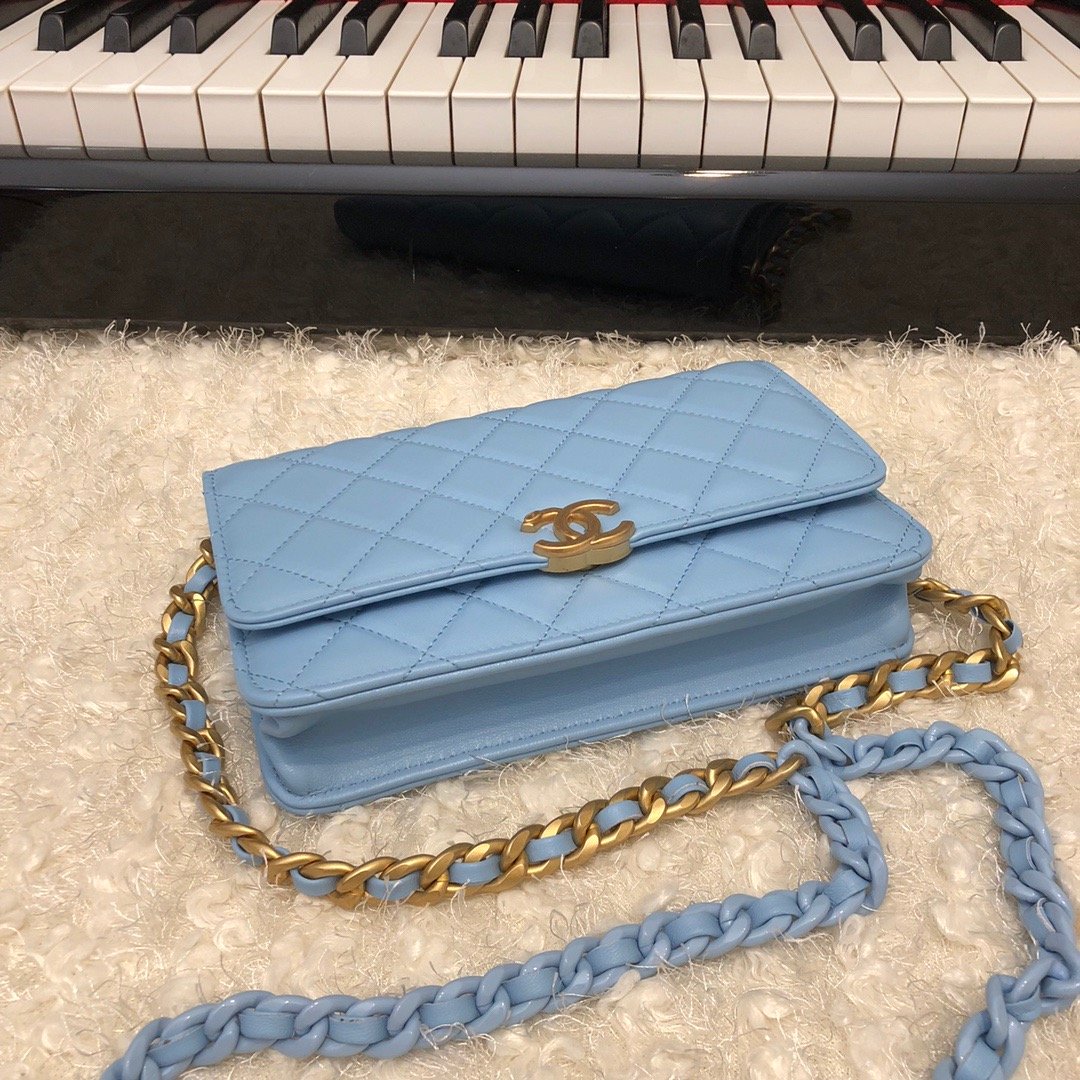 ChanelOriginal Small Classic Flap Bag Gold Hardware Blue For Women, Women’s Handbags, Shoulder Bags 7.5in/19cm AP33814