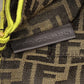 FI Baguette Small Brown Fabric Yellow Border Bag For Woman 18cm/7in