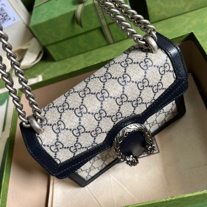 gg Dionysus Mini Bag Beige And Blue gg Supreme Canvas For Women 7.5in/20cm