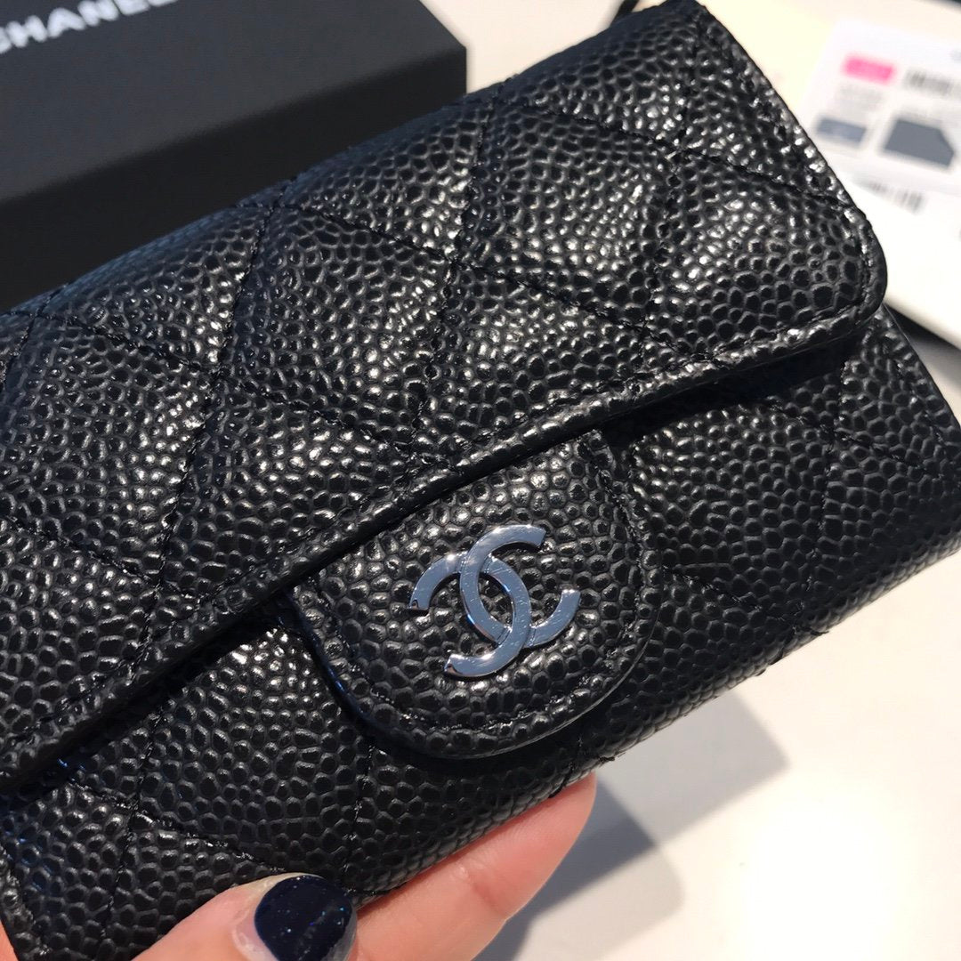 CHL Classic Card Holder Silver Hardware Black For Women, Women’s Wallet 4.5in/11.5cm