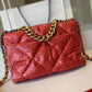 CHL 19 Flap Bag Gold Hardware Red For Women, Women’s Handbags, Shoulder Bags 10.2in/26cm AS1160 