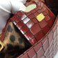 DG Medium Sicily Bag In Foiled Crocodile-Print Burgundy For Women 10.2in/26cm DG