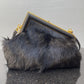 FI First Small Black Fox Fur Bag For Woman 26cm/10in