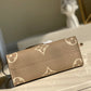 LV OnTheGo PM Tote Bag Monogram Empreinte Beige/Cream For Women, Women’s Handbags, Shoulder And Crossbody Bags 9.8in/25cm LV M45779
