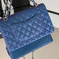 Chanel Classic Handbag 26cm Blue For Women A01112