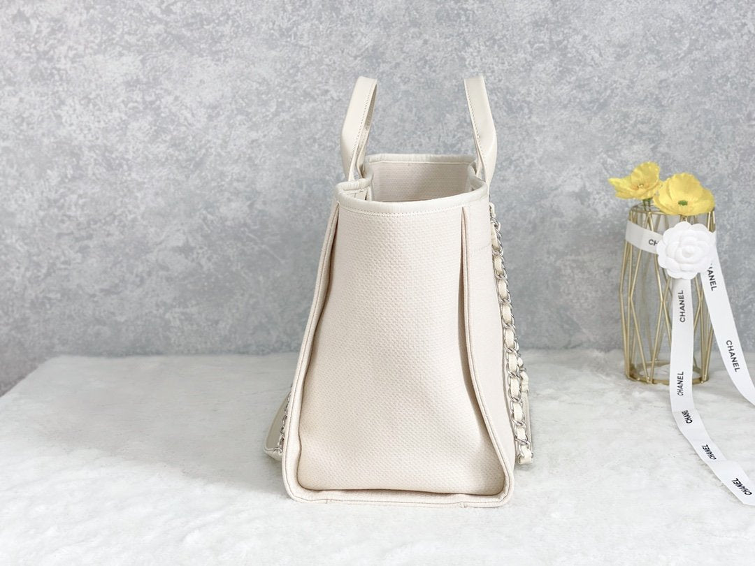 ChanelSmall Shopping Bag Silver Hardware Cream For Women, Women’s Handbags, Shoulder Bags 15.2in/39cm AS3257
