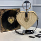 DG Devotion Crystal Heart Wicker Top Handle Bag Beige For Women 10in/26cm DG