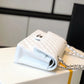 Chanel Classic Medium Flapbag Silver Hardware White 10in/25.5cm