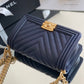 ChanelMedium Boy Handbag Dark Blue For Women 9.8in/25cm A67086