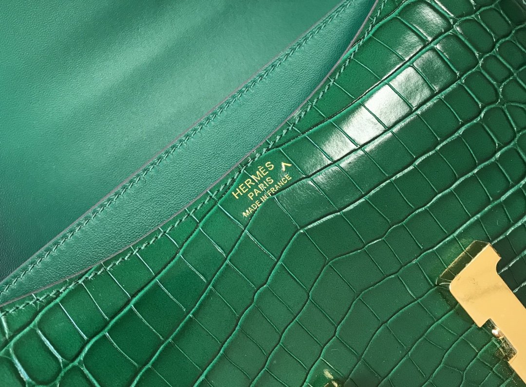 HM Constance 23 Pattern Crocodile Green For Women, Handbags, Shoulder Bag 9in/23cm
