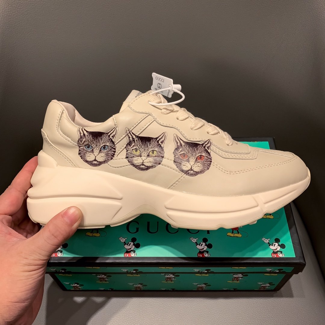 BL-GCI  RHYTON VINTAGE TRAINER CAT  WHITE SNEAKER 142