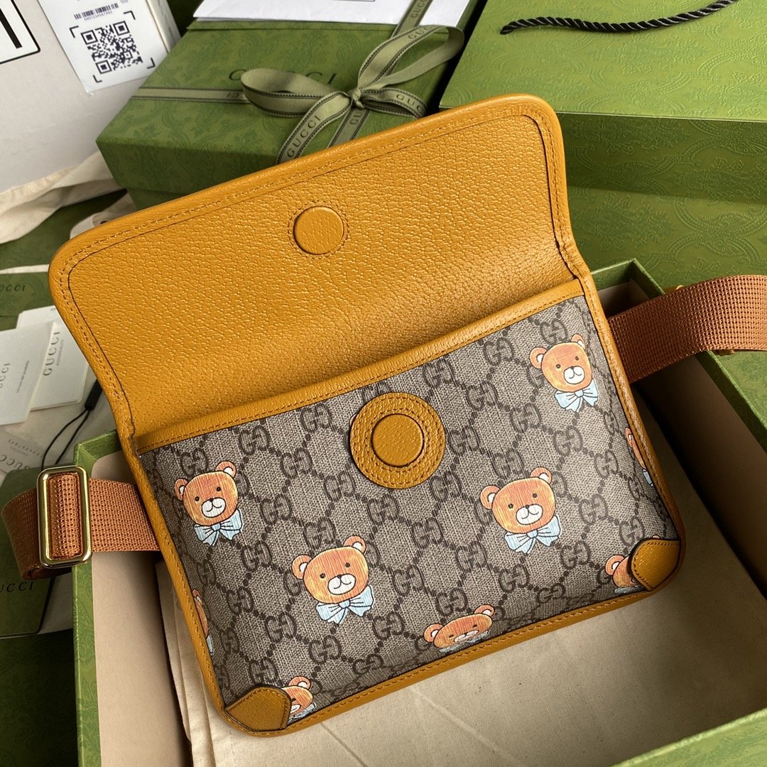 gg Ophidia Belt Bag Beige And Orange gg Supreme Canvas For Women  8.7in/22cm gg  ‎