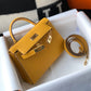 HM Kelly 19 Yellow With Gold Toned Hardware Bag For Women, Handbags, Shoulder Bags 7.5in/19cm