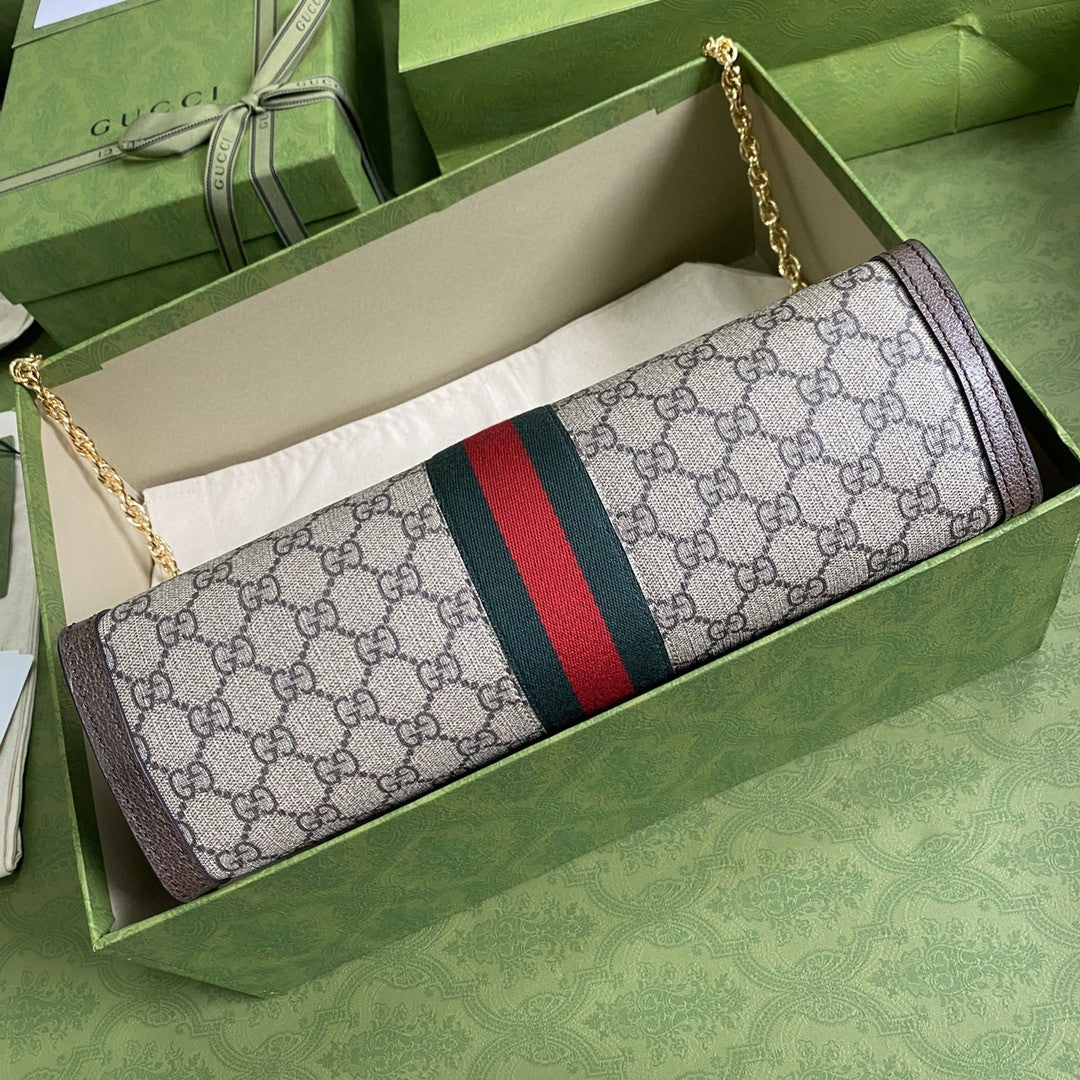 gg Ophidia gg Medium Shoulder Bag Beige/Ebony gg Supreme Canvas Green And Red Web For Women 13in/32.5cm gg 503876 K05NG 8745