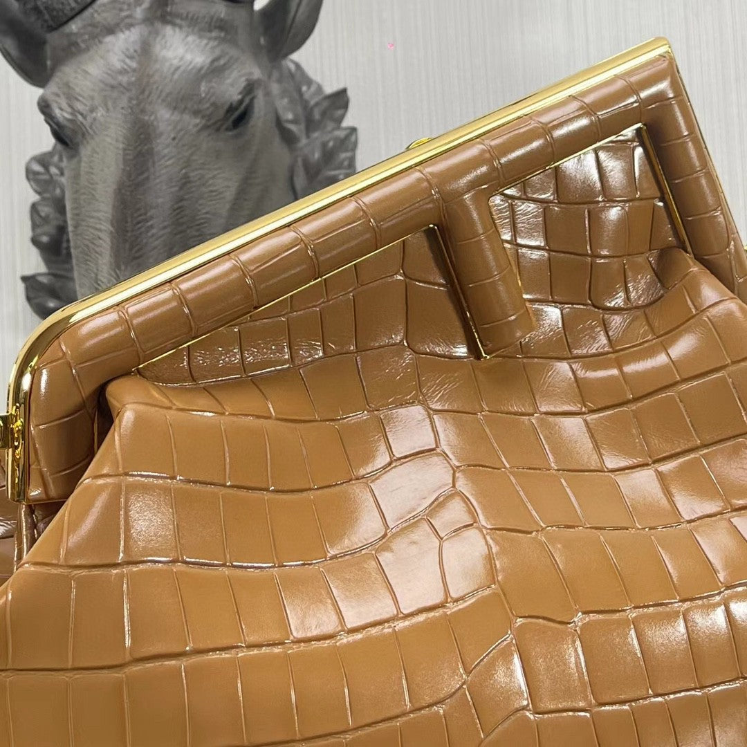 FI First Medium Brown Crocodile Bag For Woman 32.5cm/13in