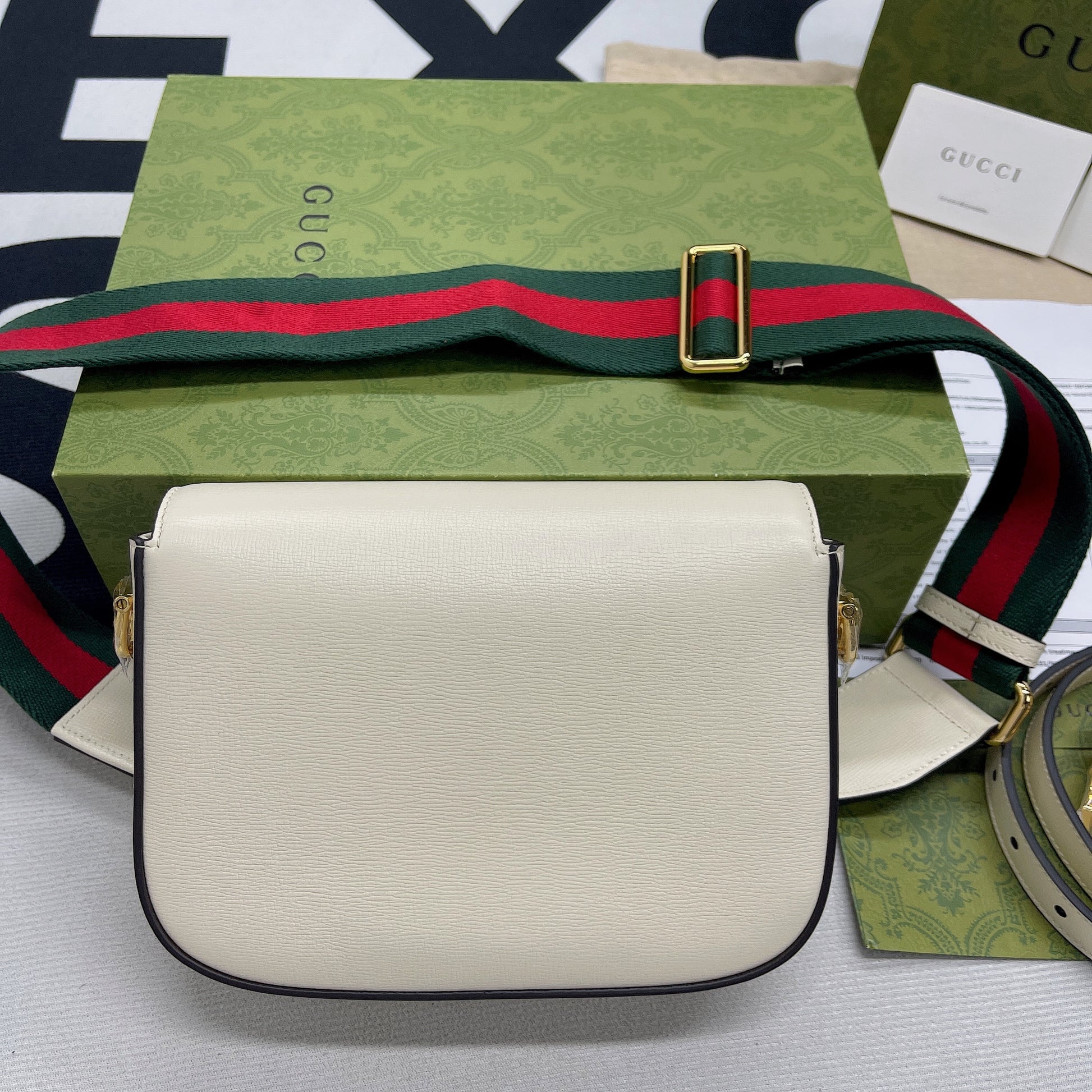 gg Horsebit 1955 Mini Bag White For Women, Women’s Bags 8in/21cm gg 658574 18YSG 9068