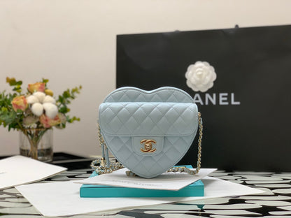 ChanelMini Heart Bag Grey For Women 7in/18cm AS3191 B07958