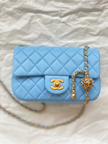 ChanelMini Flap Bag Blue For Women, Women’s Bags 7.9in/20cm