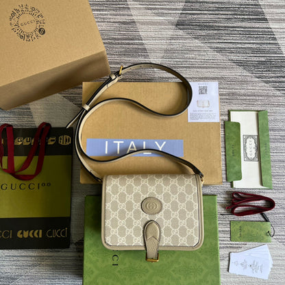 gg Mini Shoulder Bag With Interlocking G Beige For Women, Women’s Bags 7.9in/20cm gg ‎671620 UULBT 9683