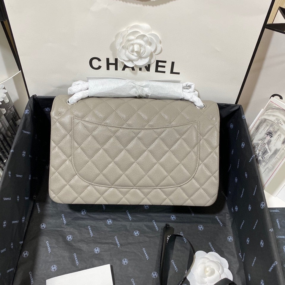 ChanelLarge Classic Handbag Silver Hardware Grey For Women, Women’s Handbags, Shoulder Bags 11.8in/30cm