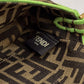 FI Baguette Small Brown Fabric Green Border Bag For Woman 18cm/7in