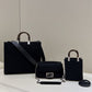 FI Baguette Chain Midi Black FF Fabric Bag For Woman 14.5cm/6in
