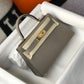 HM Kelly 19 Grey With Gold Toned Hardware Bag For Women, Handbags, Shoulder Bags 7.5in/19cm