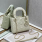 DI Mini Lady Bag Latte Cannage with Beaded Motif, Beige, For Women Women’s Handbags, Crossbody Bags, 18cm CD M0505INEA_M030