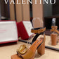 Valentino Garavani Strap Heeled Sandals With V Logo Signature Embellishment Orange For Women