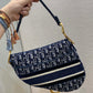 DI Saddle Bag Blue Oblique Canvas Gold Toned Hardware For Women 25cm/10in CD