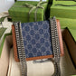 gg Dionysus Mini Bag Dark Blue And Ivory Eco Washed Organic gg Jacquard Denim Brown For Women 7.5in/19cm gg 421970 2KQFN 4483