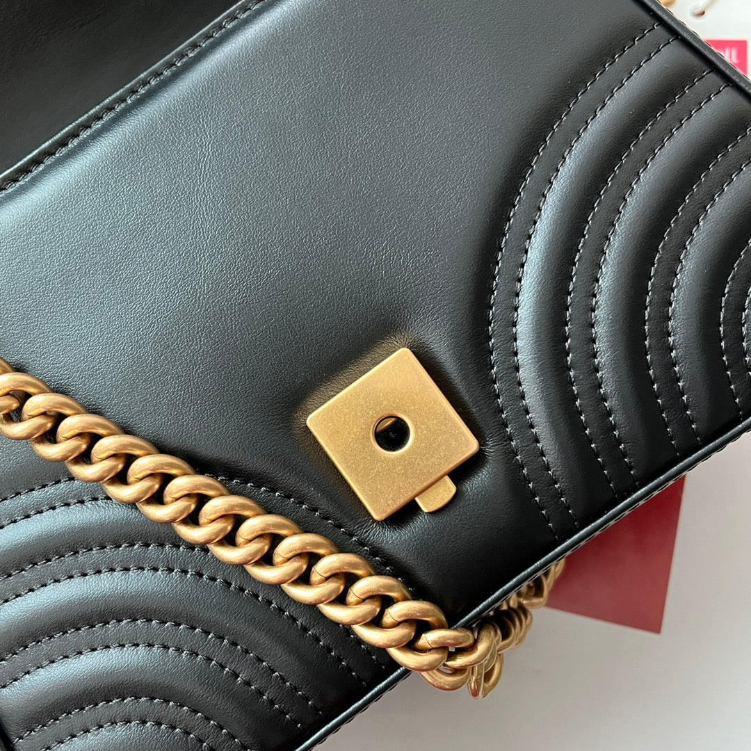 gg Marmont Mini Top Handle Bag Black For Women, Women’s Bags 8.3in/21cm gg ‎547260 DTDIT 1000