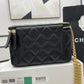 ChanelSmall Vanity Case Black With Gold Zipper For Women, Women’s Bags 5.9in/15cm