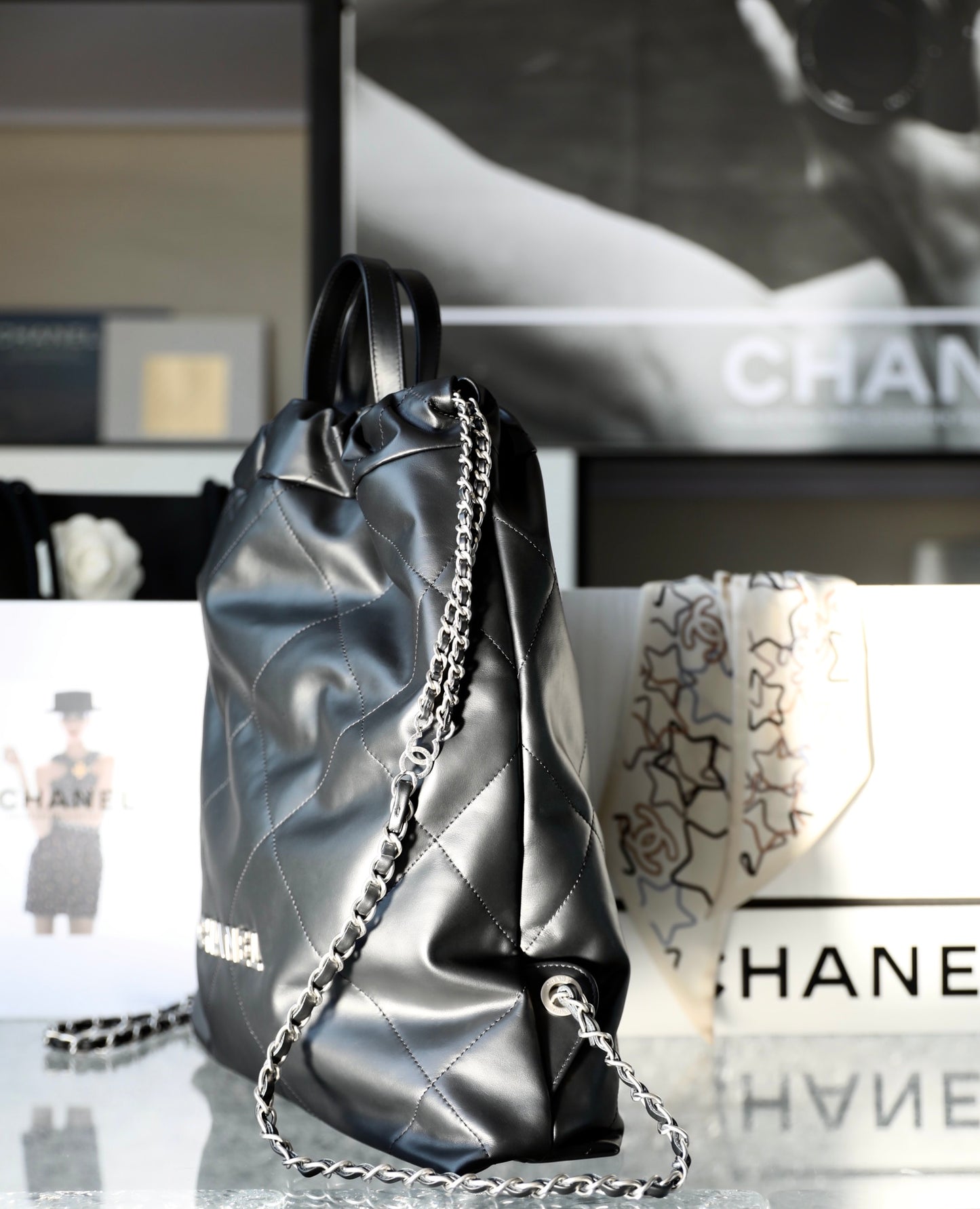 ChanelLarge Chanel22 Backpack Black For Women, Women’s Bags 19.9in/51cm AS3313 B08037 NH627