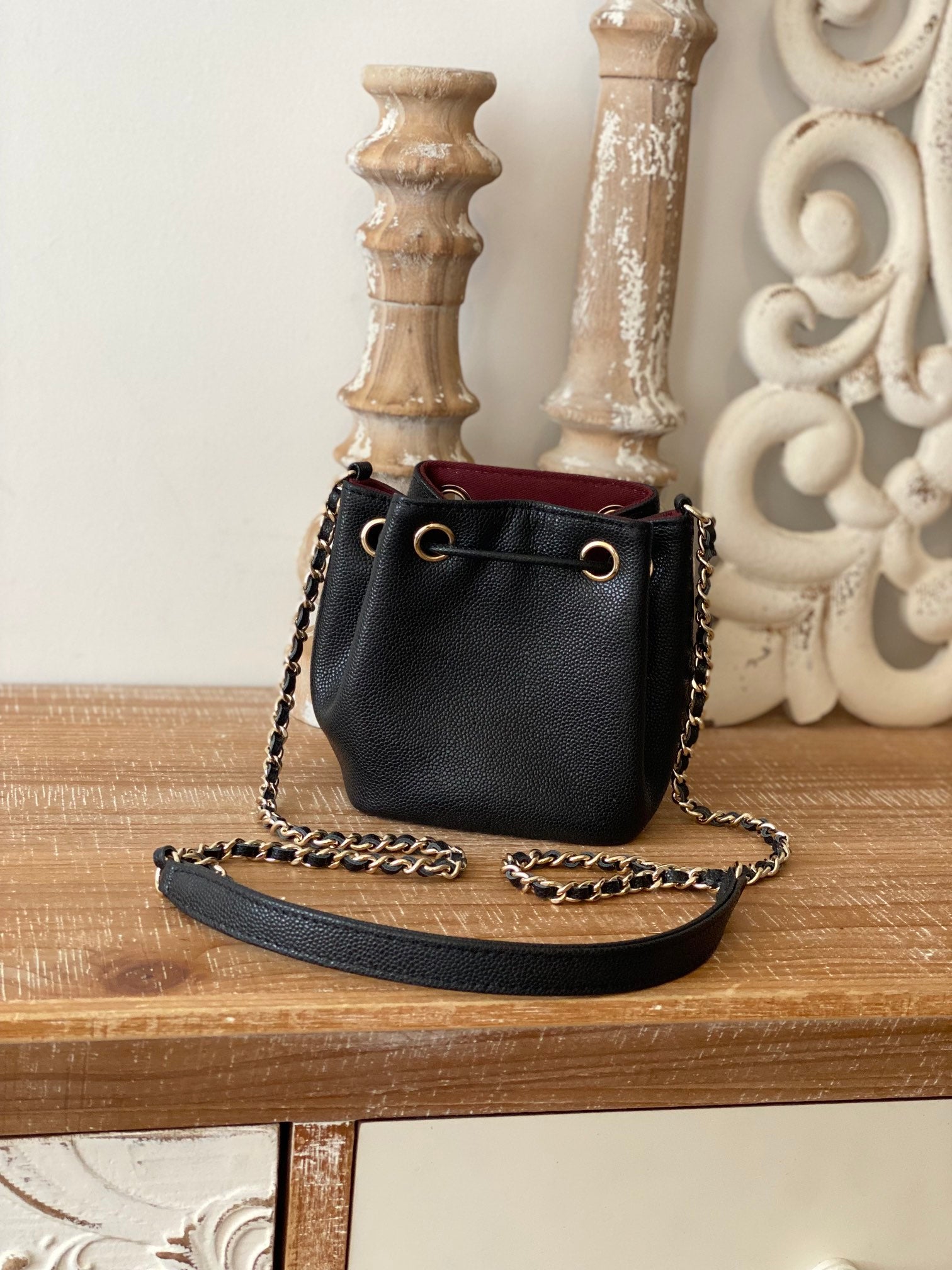 ChanelMini Bucket Bag With Strap Black For Women, Women’s Bags 4.9in/12.5cm