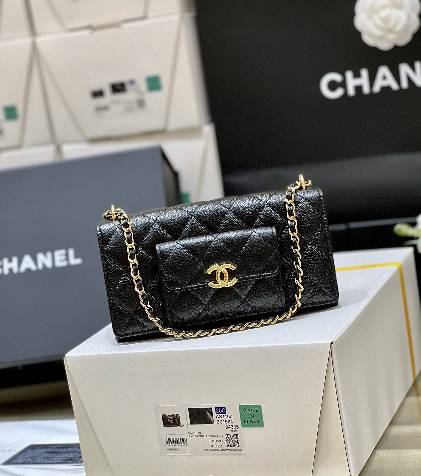 ChanelSmall Coin Pocket WOC Shoulder Bag Black For Women, Women’s Bags 7.9in/20cm