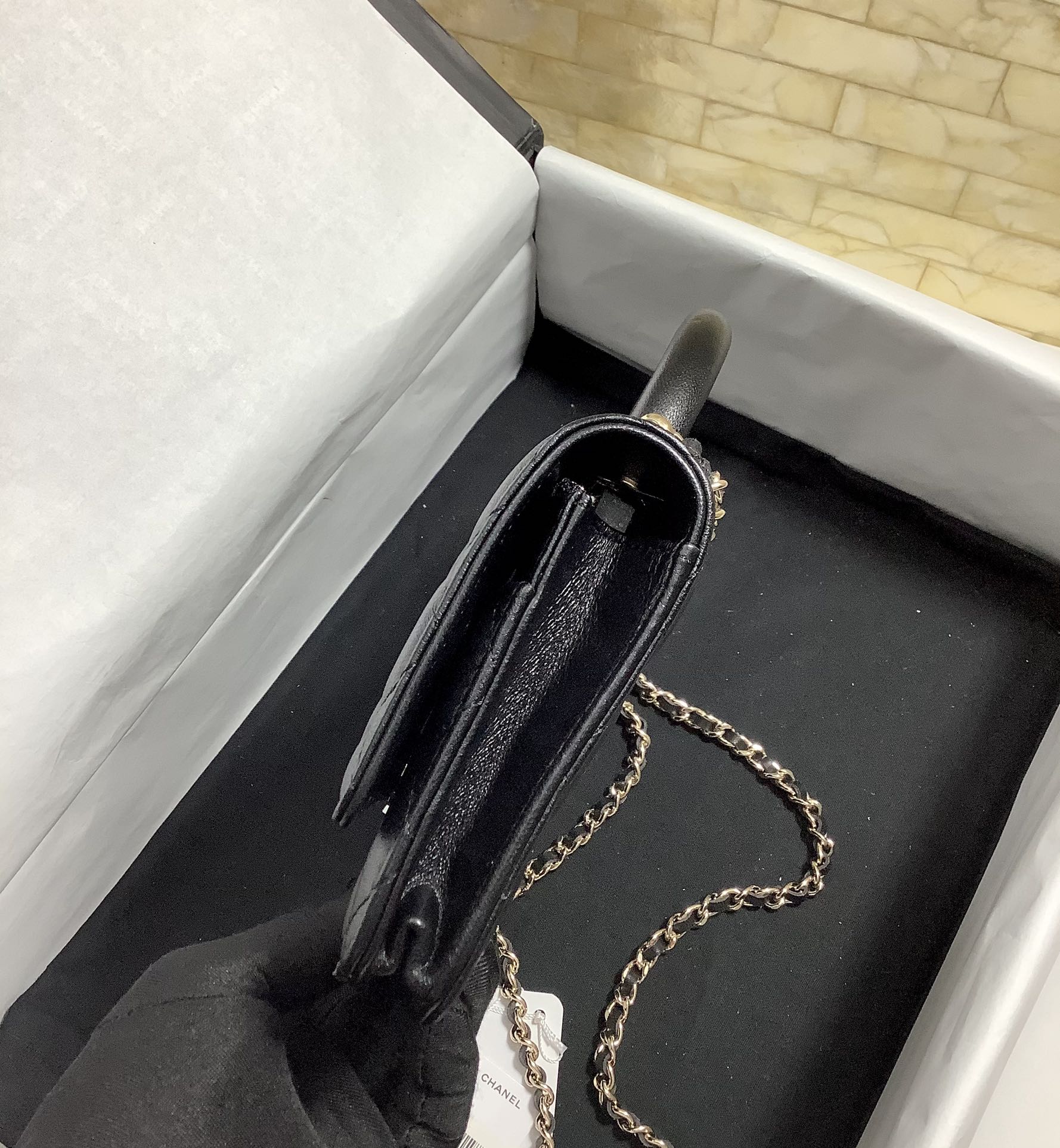 ChanelHand-Held Oblique Cross Bag Black For Women, Women’s Bags 6.7in/19cm