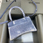 Balen Hourglass Small Handbag In Blue Denim Printed, For Women,  Bags 9in/23cm 5935462104W9064