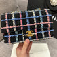 ChanelNavy Sparkle Tweed Classic Mini Rectangular Flap Bag For Women 20cm/7.5in