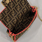 FI Baguette Small Brown Fabric Orange Border Bag For Woman 18cm/7in
