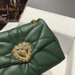 DG Large Devotion Shoulder Bag In Quilted Nappa Green For Women 11.4in/29cm DG